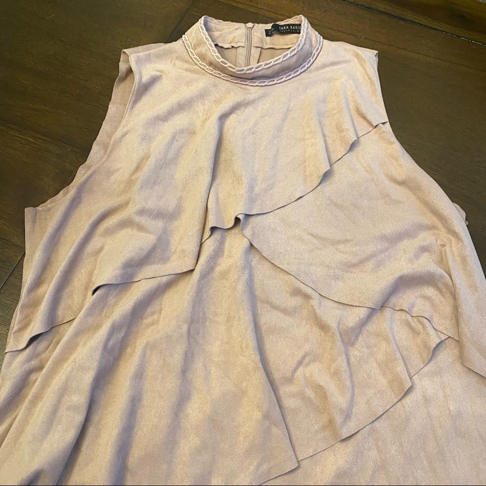 Zara Basic Collection Sleeveless Tiered Ruffle Dress Nude Blush size Large - Picture 5 of 10